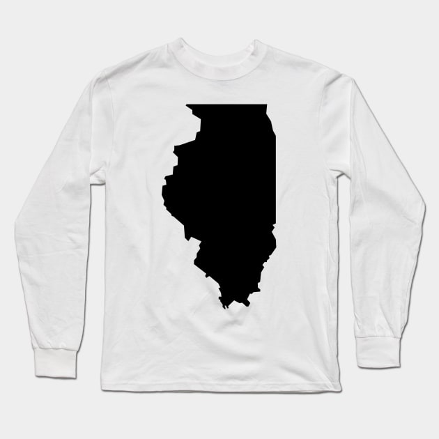 Illinois map in black Long Sleeve T-Shirt by Creative Art Store
